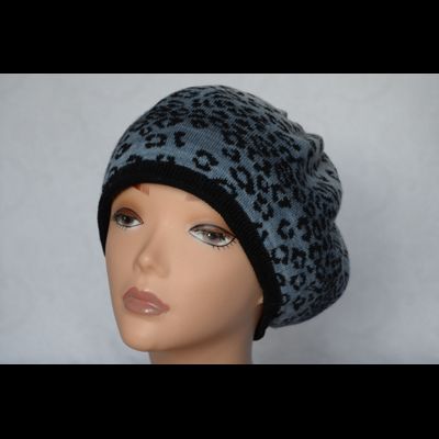 Голубой трикотажный берет леопардовый Vizio Италия 4953