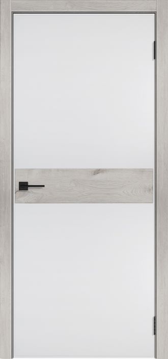 Дверь с современным покрытием Эмаль белая/ Рустик серый (ПВХ) "Нефрит 1"