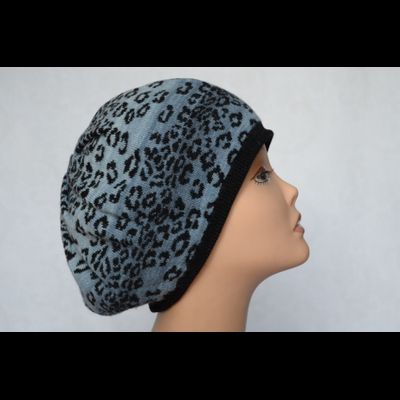 Голубой трикотажный берет леопардовый Vizio Италия 4953