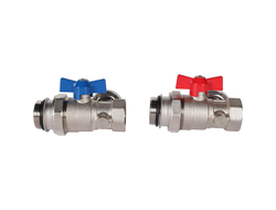 Комплект ROMMER прямых шаровых кранов с термометрами 1"