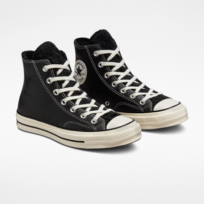 Кожаные Кеды Converse Chuck 70 зимние черные высокие 172364C фото