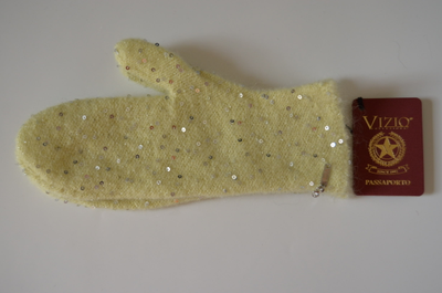 Итальянские желтые женские варежки с пайетками