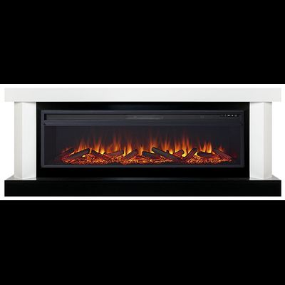 Линейный электрокамин Vancouver белый с черным с очагом Vision 60 LOG LED