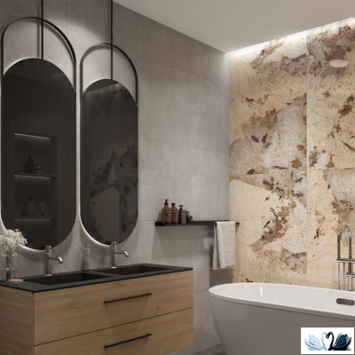 Керамогранит Creto Patagonia Bronze 180х120 см High Gloss серо - бежевый