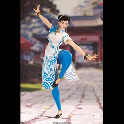 Чун Ли (серия Street Fighter) - Коллекционная ФИГУРКА 1/6 Female Fighter, Blue cloud patterned white cheongsam version (MS-011) - STAR MAN