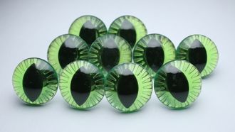 Глаза живые зеленые с лучиками, кошачий зрачок, диаметр 18 мм, 1000 шт (Оптом)