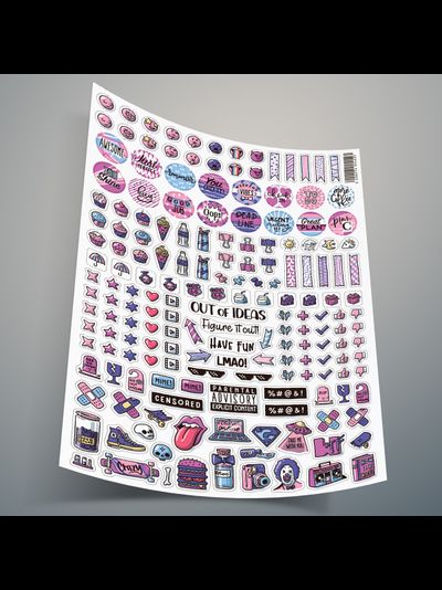 Набор стикеров: стикеры наклейки для ежедневника 4 цвета | Стикерпак для планера 4 листа