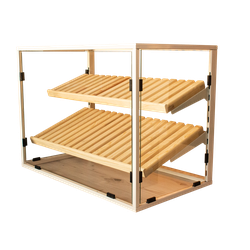 Торговая витрина с 2 наклонными полками из стекла и металла, компактная настольная модель