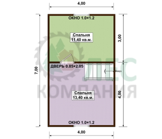 Дом из бруса 7,5x9 с мансардой и террасой