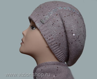Розовый берет вязаный женский Vizio Визио Италия 6160