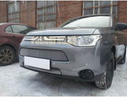 Защита радиатора Mitsubishi Outlander III 2012-2015 (2 части) chrome