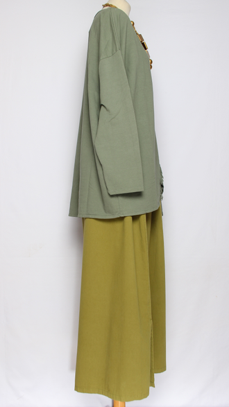 Джемпер Бохо хлопок "Цветок пайетки" яблоко, хаки, черный, желтый до р.54