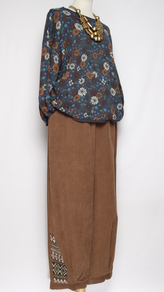 Брюки Бохо вельветовые "Гобелен" карамель р.50-54