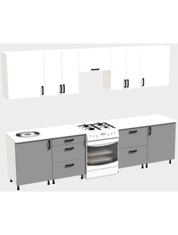 Кухня Эконом 2,4 метра (1200х1200) Цвет: Белый/Базальт
