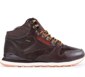 Кроссовки Reebok Classic коричневые кожаные с мехом