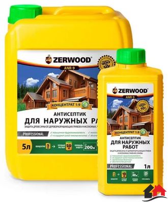 Zerwood ANR-9 АНТИСЕПТИК для наружных работ 5л, КОНЦЕНТРАТ 1:9