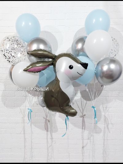 Сет из шаров с коляской, карапузом и метрикой малыша на выписку из роддома