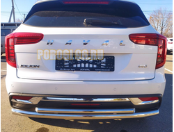 Защита заднего бампера  двойная d60/42 для Haval Jolion 2021-