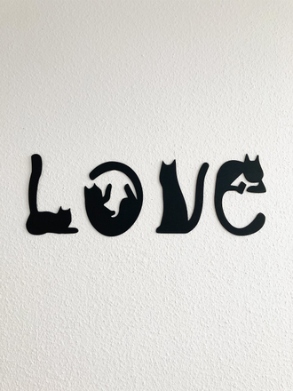Деревянное настенное панно "Котики LOVE"