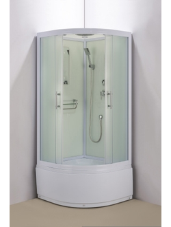 Душевая кабина Водный Мир ВМ-3004, Высокий поддон, задние стекла белая, передние стекла матовые, 100x100x215 см.