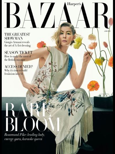 Elle UK Magazine June 2025 Dakota Johnson Cover Plus Harper's Bazaar UK Magazine June 2025 Rosamund Pike Cover Two Magazines In One Pack