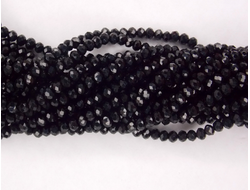 Бусины стеклянные"Рондели" 4х3 мм нить 150 шт цвет №34 черный