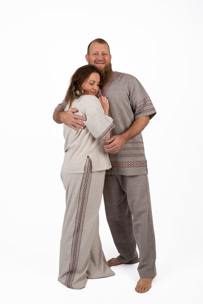 Костюм для дома и практик из льна ручного ткачества