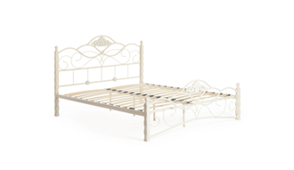 Кровать Canzona Wood slat base 160*200 см, дерево гевея/металл, белый/butter white