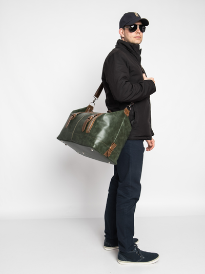 Кожаная дорожная сумка Campora Premium dark green (арт. 
4019-11)