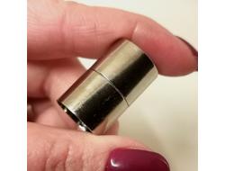 УЦЕНЕННЫЙ ТОВАР! МАГНИТНАЯ ЗАСТЁЖКА "ЦИЛИНДР" -15мм - НИКЕЛЬ / СЕРЕБРО