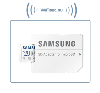 Карта памяти microSDXC UHS-I U3 Samsung EVO PLUS 128 ГБ, 130 МБ/с, Class 10, + переходник SD