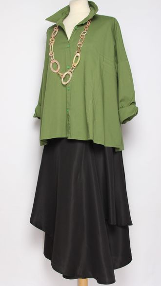 Рубашка хлопок "Большой карман" яблоко, хаки до р.56