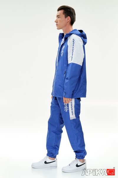 APIKA ветрозащитный тренировочный спортивный костюм ярко-синий с белым