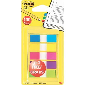 Клейкие закладки пластиковые 5 цветов по 20 листов (5 по цене 3) неон Post-it 683-5CBX