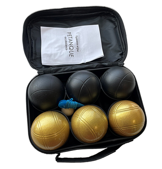 Петанк (боча) чёрный + золотой, 6 шаров