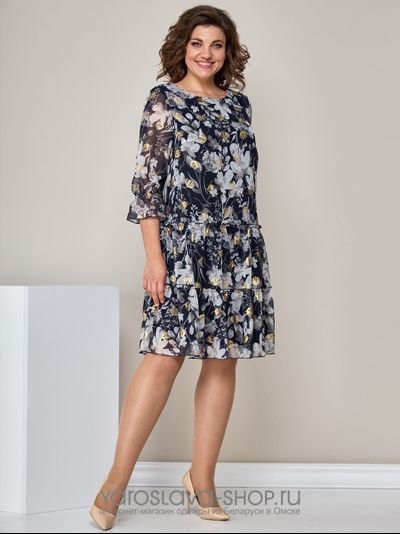 Модель: 2328.Шифоновое женское платье в черном цвете с цветочным принтом