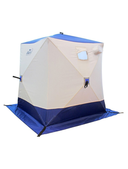 Палатка зимняя куб СЛЕДОПЫТ 1,8 х1,8 м, Oxford 210D PU 1000, 3-местная, цв. бело-синий