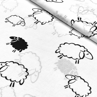 Анатомическая подушка Премиум U 340 х 35 см холлофайбер  с наволочкой на молнии поплин овечки на белом