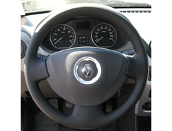 Кожаная накладка на руль Renault Logan I (LS) Рестайлинг (2009-2014), Renault Sandero I (B90) (2008-2014), Renault Clio II (Symbol) (B/C/B0/1) (2001-2013), LADA Largus (B0), Daewoo Nexia I Рестайлинг (2008-2016), Nissan Almera III (G11,G15) (2012-2018)