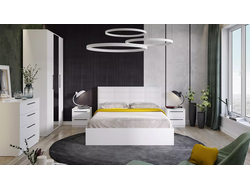 Композиция спальни АГАТА Белый/Кожзам белый