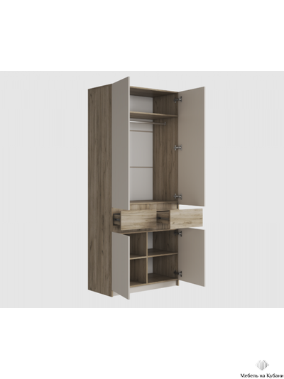 Бостон Шкаф ШК-001 ЛДСП Дуб крафт серый/Кашемир