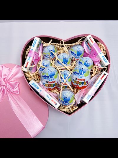 Подарочная коробка большое сердце розовое