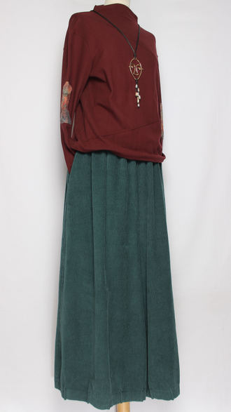 ЮБКА-БРЮКИ вельвет "ЗАЩИПЫ" малахит р.46-54