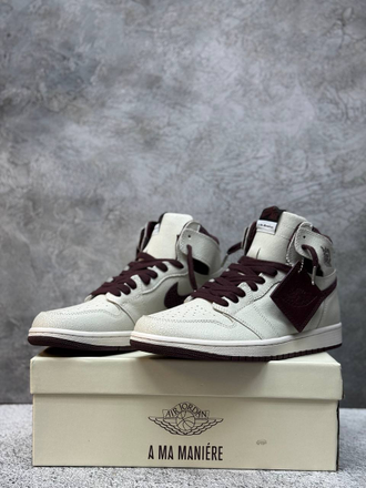 Nike Air Jordan 1 Mid Sail and Burgundy