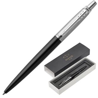 Ручка шариковая PARKER "Jotter Core Bond Street Black CT", корпус черный, хромированные детали, синяя, 1953184