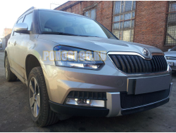Защита радиатора Skoda Yeti Outdoor 2014- black центральная