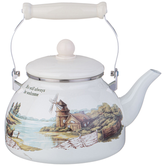 ЧАЙНИК ЭМАЛИРОВАННЫЙ СО СЪЕМНЫМ ФИЛЬТРОМ ИЗ НЖС СЕРИЯ "ДЕРЕВНЯ", 2,8 л
