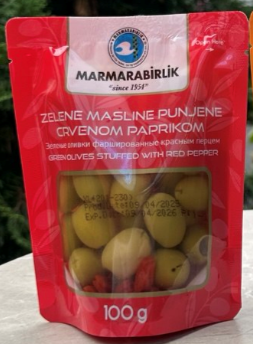 Оливки MARMARABIRLIK с красным перцем без косточки, 100 гр
