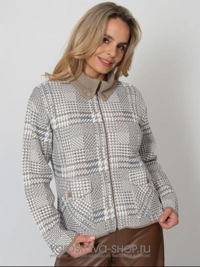 Женский жакет на молнии в бежевом цвете