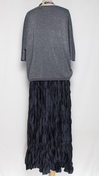 Юбка плотная шелковая "Жатая" серая, синяя р.46-54